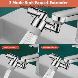 ELESULTRA 1440° Swivel Sink Extender - Universal Kitchen Sprayer, 2 Flow Modes, 1080°+360° Rotatable Kitchen Sink Attachment, Swivel Multifunctional Robotic Arm for Kitchen/Bathroom