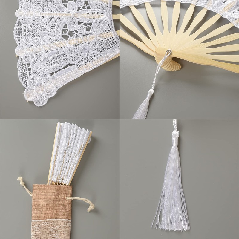 iZoeL Hand Fan Lace White Fan Wedding Fan Bridal Fan