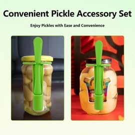 YAFIYGI Pickle Fork Pack Grabber Tool for The Jar Pickle Holder Olive Picker Up Stainless Steel Kitchen Gadgets Accessories Kimchi Picking Machine for Pickle Lovers Condiments Pickle Present (Green)