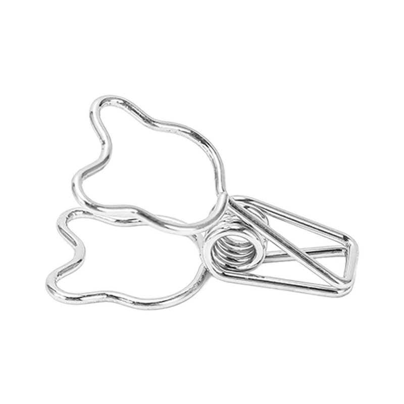 100pcs Binder Clip Hollow Cartoon Bear Long Tail Metal Paper