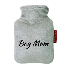 Huuraa Taschenwärmer Boy Mom Schriftzug Geschenk 0,2 Liter Grey Mini Veloursbezug Boy Mom Geschenkidee