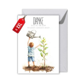 WBdesignz Thank You Card to Parents with Envelope - Sincere Thank You Card "Danke, für mir beim Wachsen gehelfen hast" (XXL DIN A4)