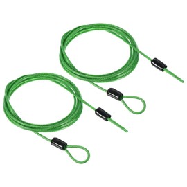 PATIKIL 2-Piece Security Wire 1.5m×2.5mm with Double Loop, Wire Rope, Stainless Steel, Vinyl Coated, Anti-Theft, for Luggage Lock, Green