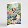 Caroline's Treasures English Foxhound Spring Path Greeting Cards Pack of