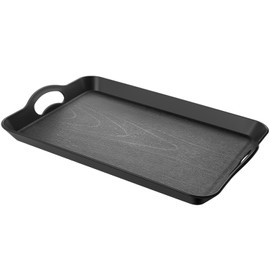Armrouns Black Serving Trays with Handles, 16 x 11 inch Rectangular Non Skid Multi-Purpose Plastic OttomanTray for Restaurant, Parties, Coffee Table, Kitchen