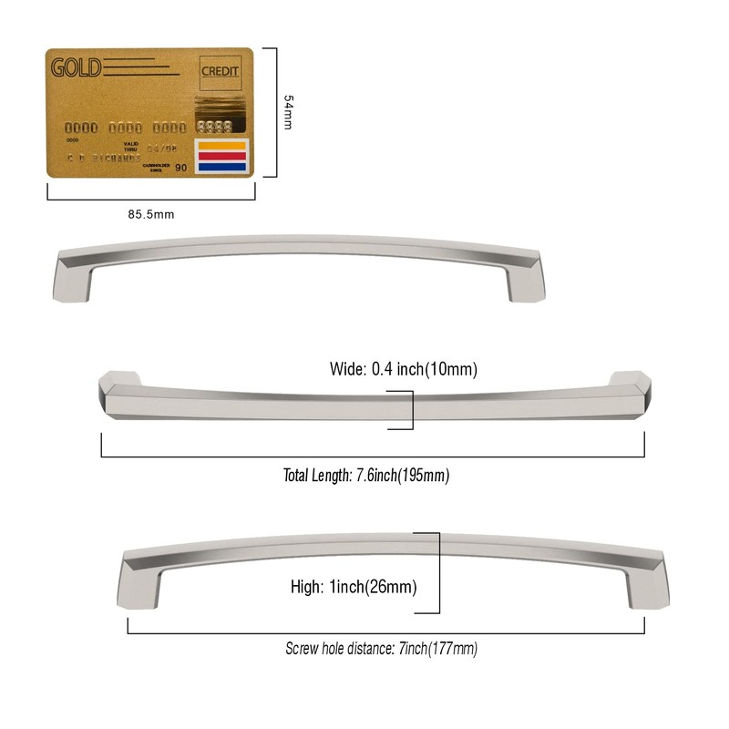 Amerdeco 10 Pack Brushed Satin Nickel Cabinet Pulls 5 Inch(128MM)