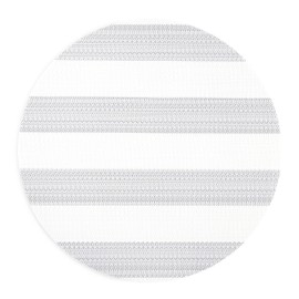 TOWN & COUNTRY BASICS Cabana Stripe Indoor Outdoor Placemats 4-Pack Set, Reversible and Easy Clean, Grey/White, 15" Round