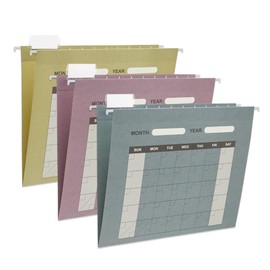 Beramon 6 Pack Hanging File Folder Letter Size Reinforced Hanging Folders with 1/5-Cut Adjustable Tabs File Folders for Filing Cabinet Organizer for Office Home, Calendar Design, Morandi