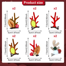 GAROMIA 6 Pairs Christmas Hair Clips Antlers Hair Clips Christmas Reindeer Antlers Hair Clip Children's Hair Accessories Christmas Hair Clips for Children Girls Christmas Party