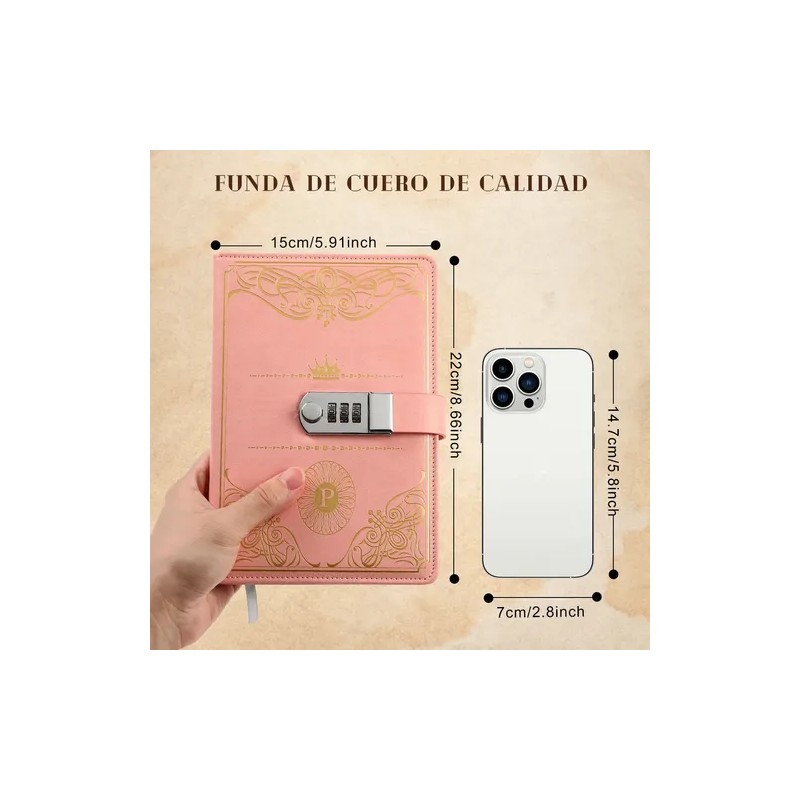 Agenda De Cuero Con Candado Diario Personal 150 Hojas +calco