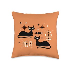 Midcentury Mid Century Retro Cat Atomic Age Space Modern Throw Pillow