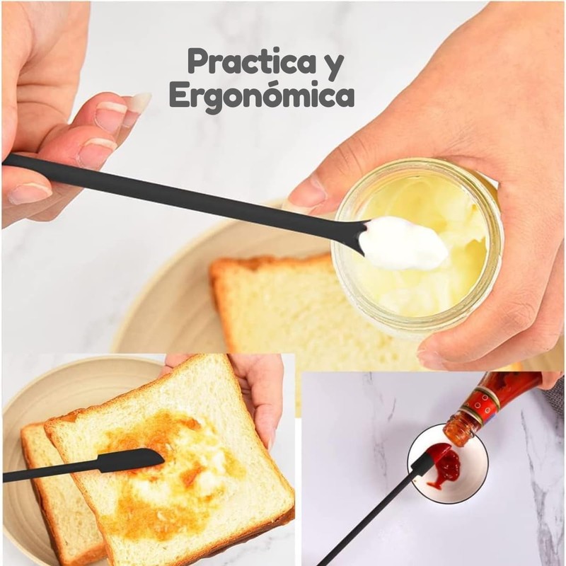 3 Piezas - Espatula Miserable Larga de Silicona con Doble