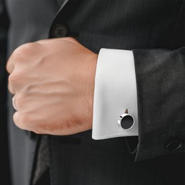 Ouligay Mens Black Cuff Links Cufflinks For Men Groom Classic Shirt CuffLinks for Men Wedding Cuff Links for Father Husband Boyfriend