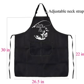 BNQL Fishing Apron Fishing Gifts Apron Easily Distracted By Fish Apron Fishing Cooking Apron Funny Fishing Apron With Pockets