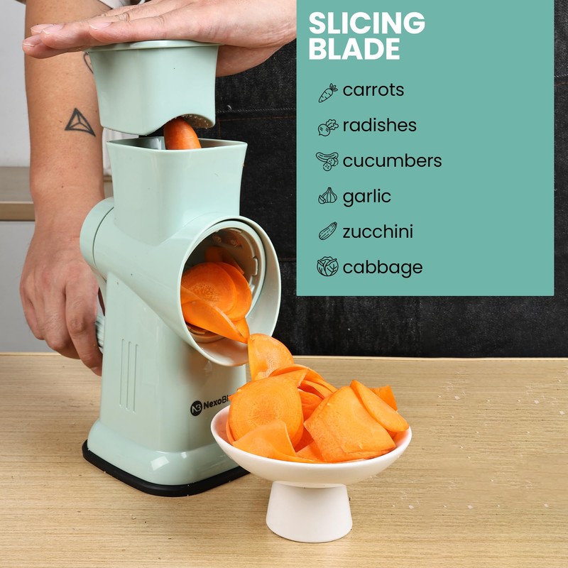 NexoBlaze 6 in 1 Rotary Cheese Grater Hand Crank with