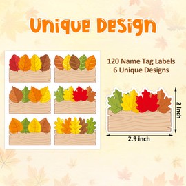 120 Pcs Fall Self Adhesive Name Tags Sticker for Bulletin Board Maple Leaf Name Labels for School Nametags Labels for Classroom Cubbies