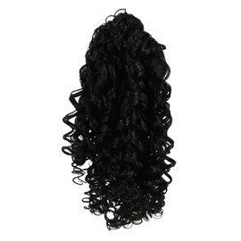Ipetboom Long Curly Drawstring Ponytail Hair Extension for Women African Black Voluminous Soft Synthetic Ponytail Reusable Natural Look for Weddings Parties Daily Wear