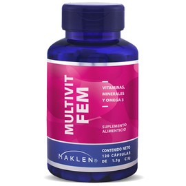 FEM MULTIVIT - Maklen Multivitaminico para Mujer con Omega 3 - Suplemento Integral para Mujeres, Apoyo Nutricional Completo - 120 Softgels de 1,300 mg