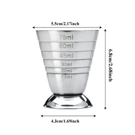 75ml Jigger Dual Spirit Measure Cup Stainless Steel Bar Measuring Cup Multifunction Wine Cocktail Bartender Ounce Cup Bar for Outdoor Indoor Party Silver
