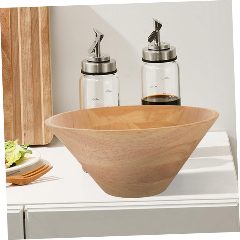 ABOOFAN Large Wooden Salad Bowl Design for Easy Mixing Pouring