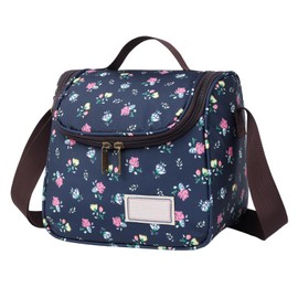 Nanxson Insulated Lunch Bag, Large Reusable Cool Bag, Waterproof Picnic Bag with Floral Pattern and Adjustable Shoulder Strap (6L, D-Dark Blue)