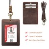 Boshiho Vertical Style Cowhide Leather ID Card Badge Holder with