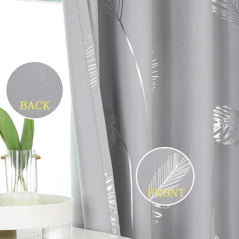 Estelar Textiler Light Grey Blackout Curtains 108 Inches Long, Silver