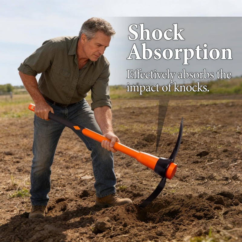 VNIMTI Pick Axe for Digging, Heavy Duty Pickaxe with Shock