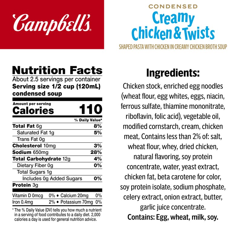 Campbell’s Condensed Kids Creamy Chicken and Twists Soup, 10.5 oz