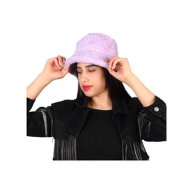 Eigso Unisex Fuzzy Bucket Hat for Women Men Vintage Winter Plush Warm Furry Fisherman Hat for Woman Man, A3 : light purple