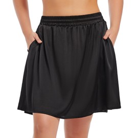 Women's Skorts Skirts with Pockets Modest Skirts 22" Long Knee Length Athletic Skorts Black 2XL