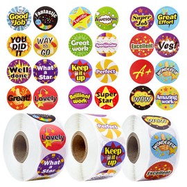 1500PCS Reward Stickers for Kids Teachers Motivational Stickers for Students Children School Incentive Good Job Well Done Stickers 1 Inch 3 Rolls 24 Styles Round Encouraging Students Classroom Sticker