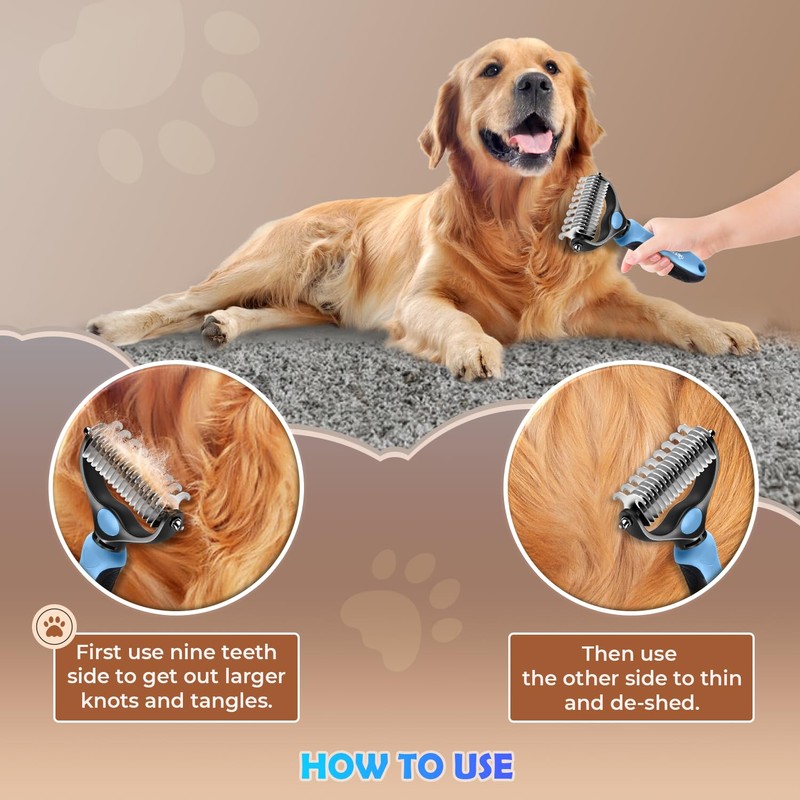 Undercoat Rake for Dogs & Cats, Dematting Comb with Extra