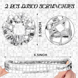 VURYAPI Glitter Hair Bobbles Hair Scrunchies New Year's Eve Christmas Metallic Hair Accessories Elastic Hair Bands Silver Ponytail Hair Bobbles for Birthday Carnival Theme Party Women Girls