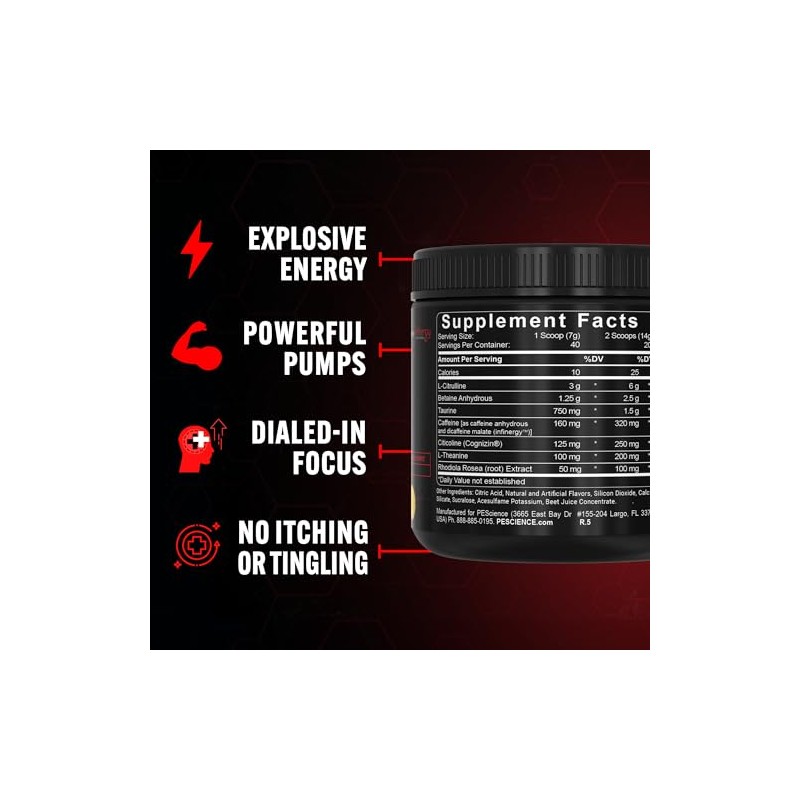 PEScience Prolific Pre Workout, Melon Berry Twist, 40 Scoops, Energy