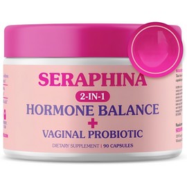 Seraphina Women’s 2-in-1 Vaginal Probiotics – 10B CFU, 6 Strains, Prebiotic Blend for Hormone Balance, PMS, UTI & Complete Feminine Health, 90 Capsules
