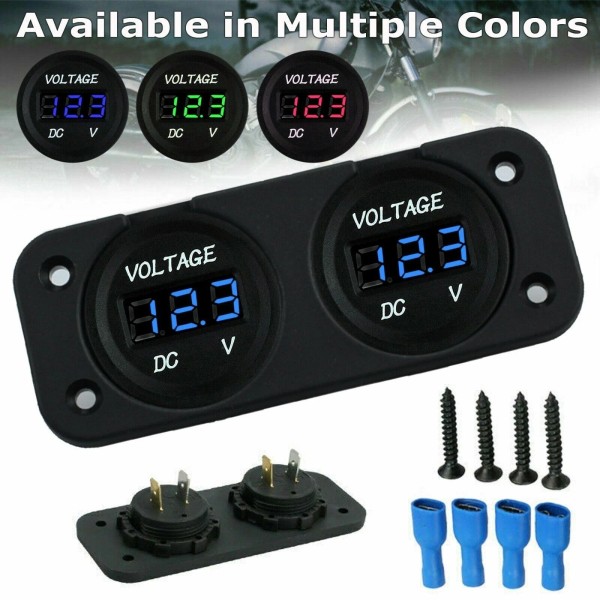 Kumbala DC 12/24V Car Dual Battery RED LED Digital Volt