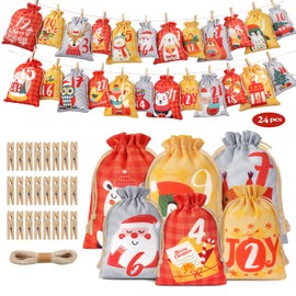 Advent Calendar for Filling, 2024 Advent Calendar to Fill Yourself, 24 Advent Calendar for Filling, Children, Large Fabric, 2 Sizes Advent Calendar Bags, Christmas Calendar for Filling Yourself