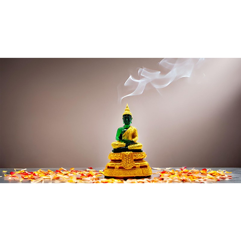 BUDDHO Emerald Buddha Statue Meditation 7" H. Jade Buddha Statue