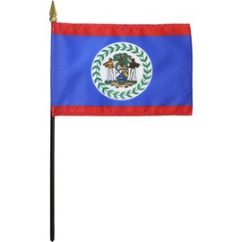 Belize - 4 in x 6 in World Stick Flag