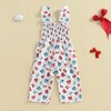 Toddler Baby Girls Outfit Ruched Bowknot Print Jumpsuit Sleeveless Romper