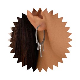 Allereya Punk Dripping Hoop Earrings Silver Dripping Earrings Irregular Melted Earrings Liquid Hoop Earrings Dripping Liquid Earrings Jewelry for Women