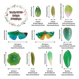 Craftdady Craftdady 40Pcs Plastic Green Leaf Beads Charms 10 Styles Plant Leaf Petal Bead Resin Opaque Ginkgo Leaves Pendants or DIY Summer Crafts Jewelry Making