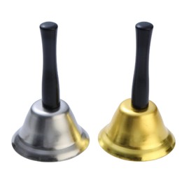 KOCOLO Hand Bell Flash Tabletop Bell Call Bell Lottery Bell Music Bell (Black, Silver)