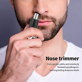 Recortador de vello nasal. Recortador profesional de cejas y vello facial sin dolor for hombres mujeres, cuchillas IPX7 for una fácil limpieza,Black