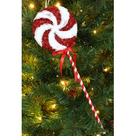 Toyland® Pack of 2 - Red & White Giant Sparkly Lollipop Christmas Tree Hanging Decorations (37cm)