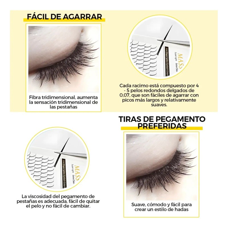 Masscaku Extensión De Pestañas Espigas A Shape Individuales