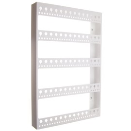 Angelynn's Wall Mounted Big Earring Holder Organizer Display Long Post Stud Large Dangle Hoop Pierced Earrings, Hanging Closet Jewelry Storage Rack with Shelf, Nichole White 14 1/2"x22"