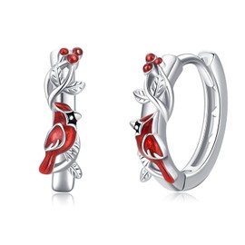 Cardinal Earrings Sterling Silver Hypoallergenic Hoop Earrings Cardinal Gifts for Grils Women