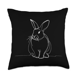 Line Art Simple Drawing Artwork Flemish Giant Rabbit Rabbit Throw Pillow